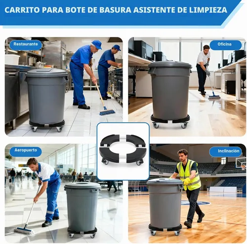Vista 9 de W B D WEIBIDA Papelera con ruedas ajustables de 15 a 19 pulgadas, rodillo redondo con 4 ruedas, carrito de tambor, resistente, 440 libras, carrito