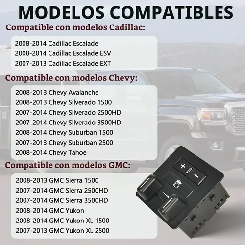 Vista 5 de Interruptor de control de freno de remolque compatible con Cadillac Escalade Chevy Avalanche Silverado 1500 2500 3500 Suburban Tahoe GMC Sierra
