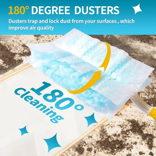Vista 2 de Recambios de plumero de microfibra desechables, plumero multisuperficie compatible con mango Swiffer, 30 unidades, sin perfume