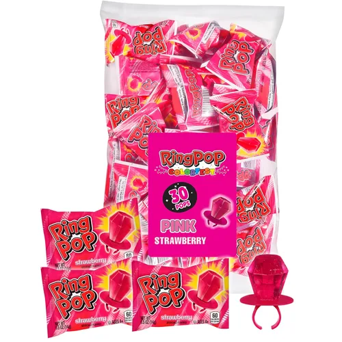 Vista 9 de Ring Pop Paquete de piruletas a granel de frambuesa azul envuelta