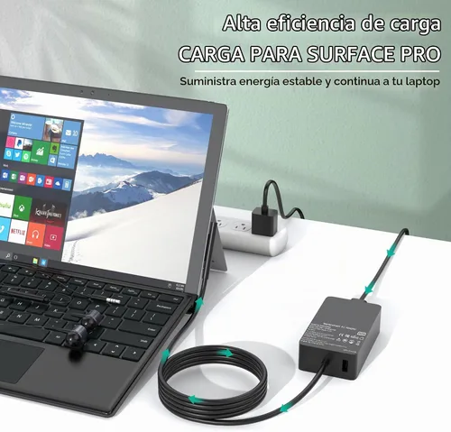 Vista 7 de 65W Surface Pro Cargador para Surface Pro 7 8 Microsoft Laptop 3 4 Compatible with Surface Pro 7+ 9 6 10 11 5 4 3 X, Laptop 3 4 5 2 7, Go 2 3 4