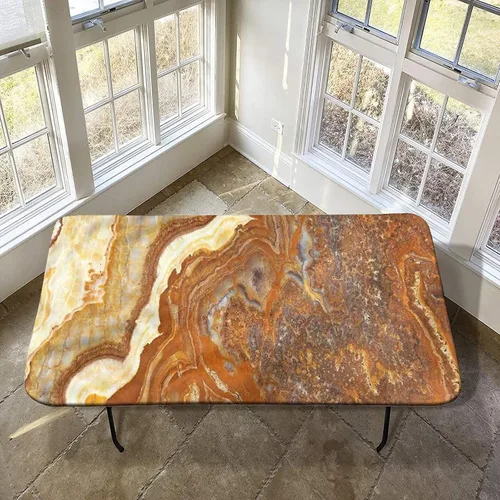 Vista 20 de XISUNYA Mantel de poliéster elástico con diseño de mármol, mantel rectangular de 24 x 36 pulgadas para mesa plegable de 3 pies, mantel ajustable
