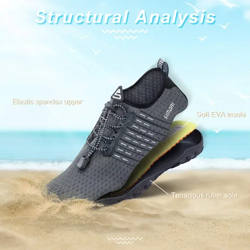 Vista 5 de Simari Zapatos de agua para mujer, hombre, natación, playa, piscina, deportes acuáticos, secado rápido, estilo descalzo, buceo, surf y caminar