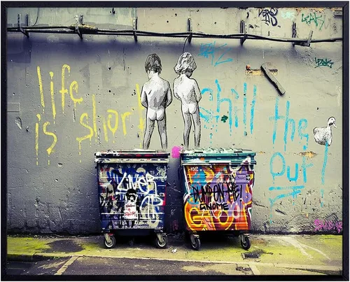 Vista 7 de Divertida imagen motivacional de arte callejero de Banksy de 8 x 10 pulgadas - Foto de graffiti urbano, decoración de pared, decoración