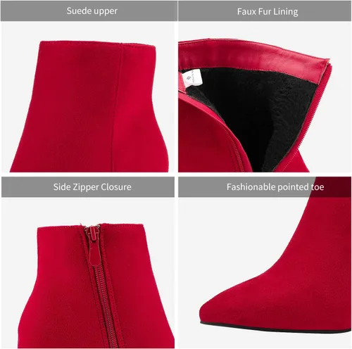 Vista 3 de DREAM PAIRS - Botines de tacón grueso para mujer, botas hasta el tobillo con punta puntiaguda