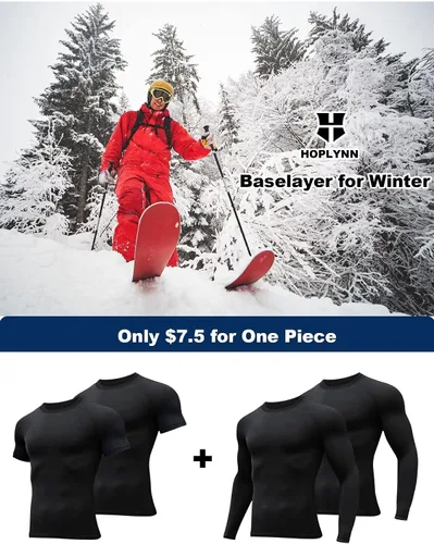 Vista 5 de Paquete de 456 camisas de compresión para hombre, manga cortalarga, atléticas para clima frío, camiseta para entrenamiento deportivo