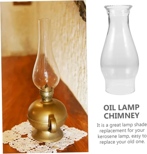 Vista 7 de Lámpara de cristal transparente, pantalla de queroseno de vidrio para chimenea, cubierta de lámpara de aceite, cubierta de portavelas con capucha