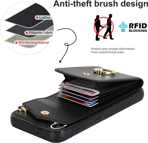Vista 3 de Asuwish Funda de teléfono para Samsung Galaxy A54 5G con protector de pantalla de vidrio templado y anillo de bloqueo RFID, soporte para tarjeta