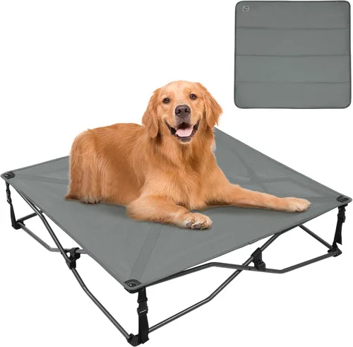 Vista 9 de TIMBER RIDGE Cama para Perros al Aire Libre, Cama Elevada para Perros con Enfriamiento Cuna Elevada Portátil para Mascotas con Malla Transpirable