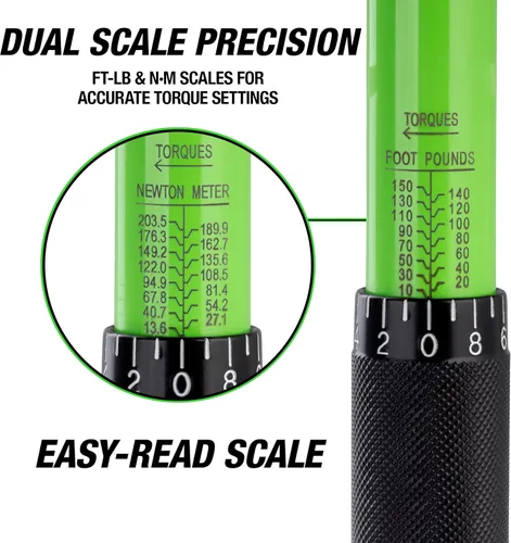 Vista 4 de OEMTOOLS 25689 Llave dinamométrica estilo clic de 1/2 pulgada, 10-150 pies/libra., hace clic en el par deseado, llave dinamométrica de 1/2 unidad