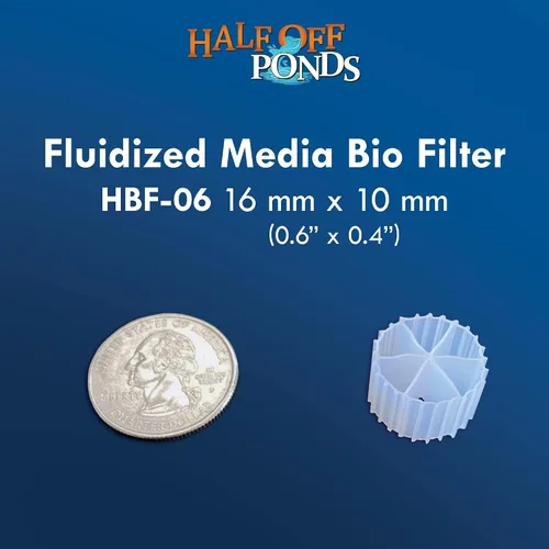 Vista 3 de HALF OFF PONDS Medios fluidizados MBBR 16mm x 10mm (0.6" x 0.4") Bio Filtro, 2 pies cúbicos de medios de filtración biológica - HBF-06-2CF