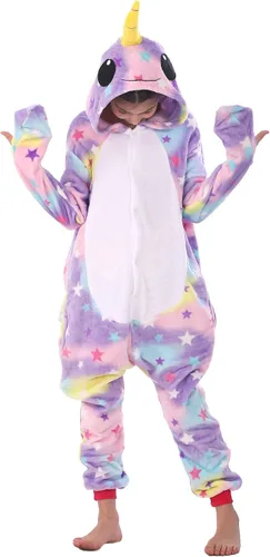 Vista 4 de WOYASIM Disfraz de franela para niños, disfraz de Halloween, Pascua, animales, cosplay para niñas y niños, una pieza