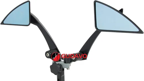 Vista 5 de Espejos retrovisores para motocicleta de aluminio con triángulo completo M8 M10 CNC, espejos negros para YAMAHA Dirt Bike XT660 / WR250 / WR125