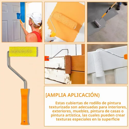 Vista 6 de 8 cubiertas de rodillo de pintura texturizada, pinceles de textura mediana de 4 pulgadas