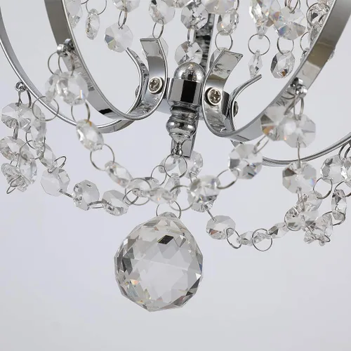 Vista 7 de Candelabro enchufable mini lámpara cromada 1 lámpara elegante lámpara de techo de hierro de cristal para dormitorio, baño, comedor, sala de estar