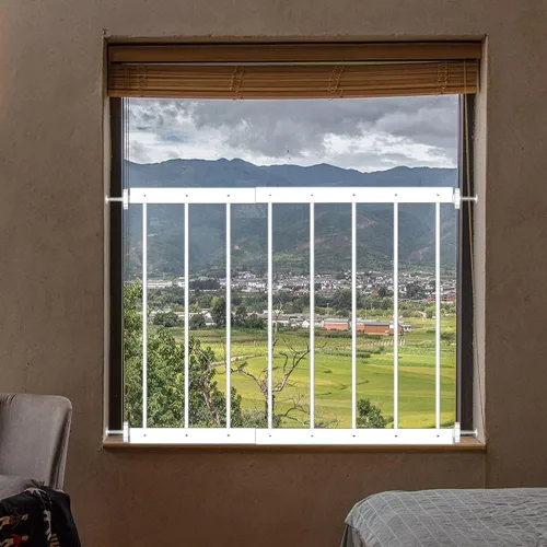 Vista 4 de WAOWAO Protectores de seguridad de ventana negros para niños, niños y niños pequeños, a prueba de mascotas, extra ancha, color blanco, protección