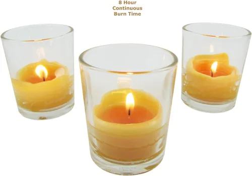 Vista 4 de Velas de cera de abejas, votivas de 10 horas (paquete de 6) 100% cera de abeja de EE. UU