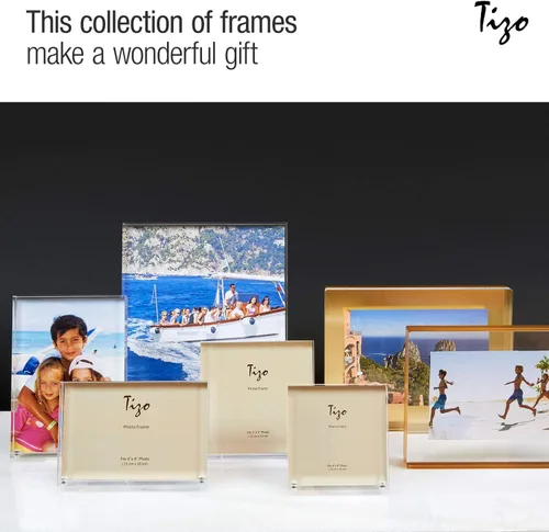 Vista 7 de TIZO Marco de fotos vertical Lucite de 4 x 4 pulgadas, duradero, 1 pulgada de grosor transparente y cierres magnéticos, elegante y práctico marco