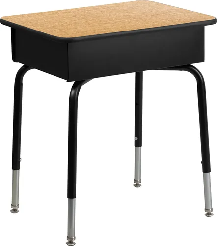 Vista 12 de Flash Furniture Billie - Escritorio para estudiantes – Escritorio escolar de granito gris – Marco de metal plateado – 24 pulgadas de ancho x 18