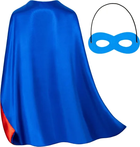 Vista 12 de Capas y máscaras de superhéroe de doble cara para niños, perfectas para Navidad, Halloween, cosplay y fiestas