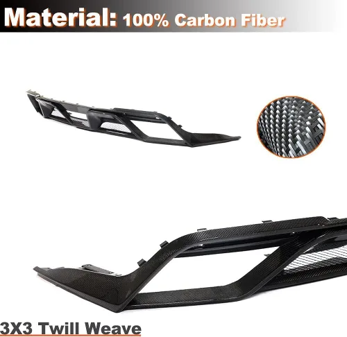 Vista 3 de Difusor de parachoques trasero de fibra de carbono real para Ford Mustang GT Coupé de 2 puertas 2018-2019 salida de fábrica CF, parachoques