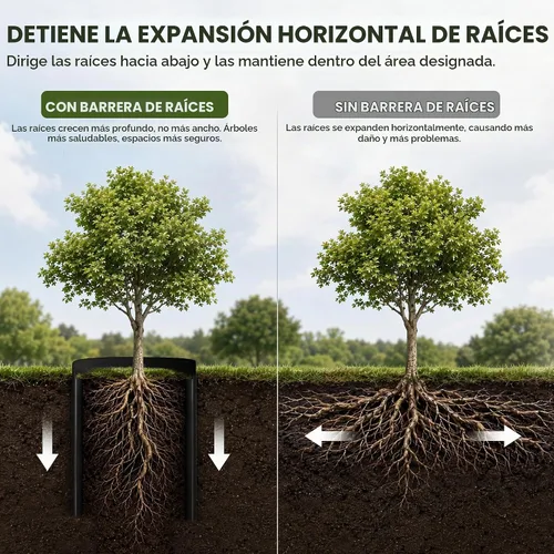 Vista 4 de Barrera de raíz de árbol de 18 pulgadas x 20 pies x 60 mil, barrera de raíz de hierba, barrera de bambú para bordes de jardín para bloques de bordes