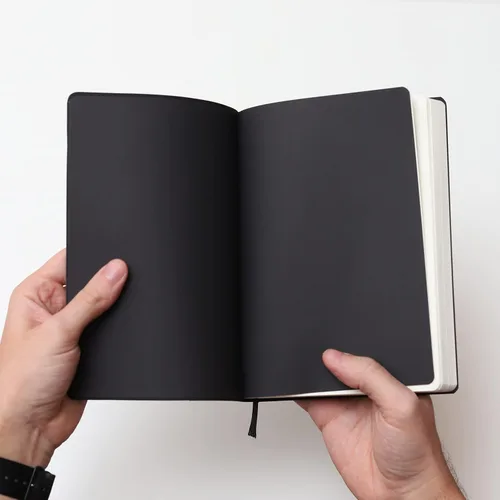 Vista 8 de Cuaderno negro para el trabajo, cuadernos de 8 x 6 pulgadas para tomar notas y escribir, diario de negocios de tapa blanda y bloc de oficina sin