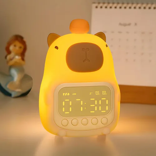 Vista 13 de DORA - Reloj despertador para perros para dormitorios de niños y niñas, bonito reloj despertador LED con pantalla digital, entrenador de sueño