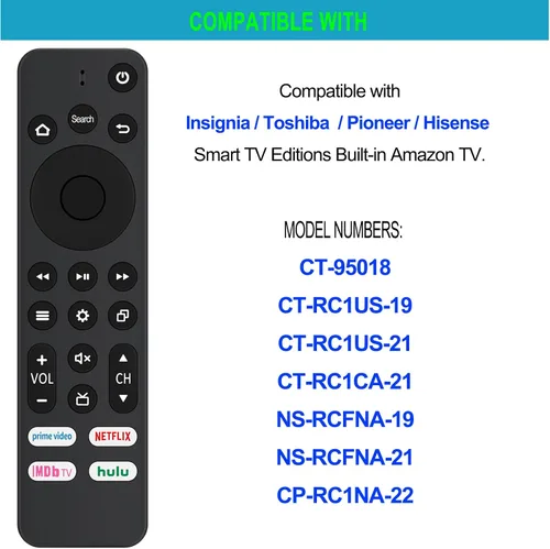 Vista 4 de Allimity CT-95018 CT-RC1US-21 CT-RC1CA-21 NS-RCFNA-21 CP-RC1NA-22 Remoto IR de repuesto compatible con Insignia/Toshiba/Pioneer/Hisense Smart TV