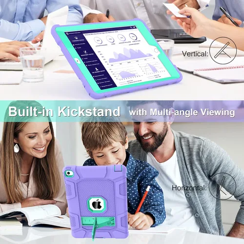 Vista 3 de TIMISM Funda para iPad Air 2ª generación 2014, iPad Air 2 con soporte, 3 en 1, resistente a prueba de golpes, híbrida de tres capas, cubierta