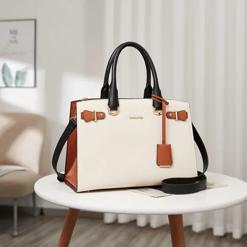 Vista 2 de BOSTANTEN Bolso de cuero para mujer, bolso de diseñador con asa superior, bolso cruzado, Bolsas colgantes de cuero para mujer