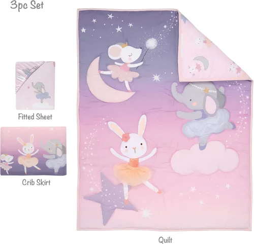 Vista 8 de Bedtime Originals Tiny Dancer - Juego de cama para cuna de bebé (3 piezas), diseño de elefante