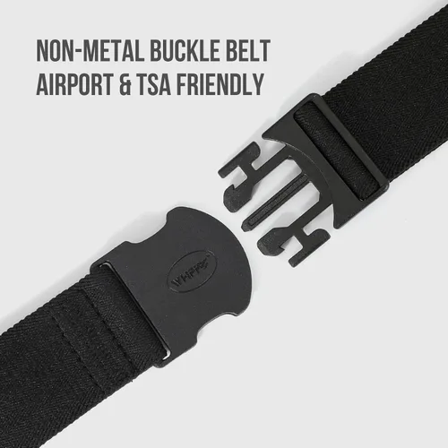 Vista 3 de WHIPPY Cinturón elástico unisex para hombre con hebilla no metálica, cinturón ajustable