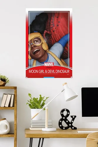 Vista 12 de Trends International Marvel Moon Girl & Devil Dinosaur - Póster de pared legado, 22.4 pulgadas de largo x 14.7 pulgadas, versión enmarcada en madera