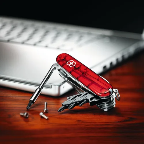 Vista 2 de Victorinox Cyber Tool M 32 Functions Swiss Army - Cuchillo de bolsillo mediano con estuche plegable, color rubí