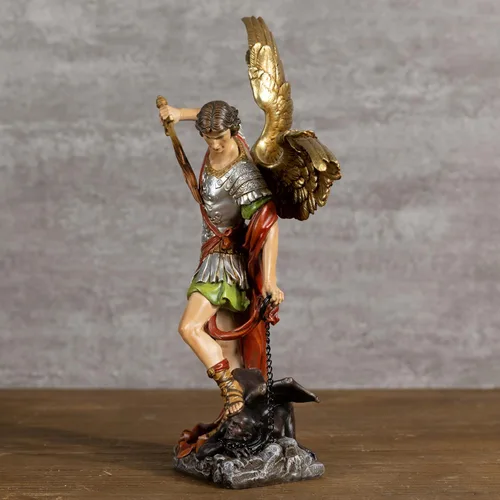 Vista 9 de BC - Estatua de San Miguel católico, figura de arcángel de 12 pulgadas de alto, protector de los fieles, decoración católica del hogar, escultura