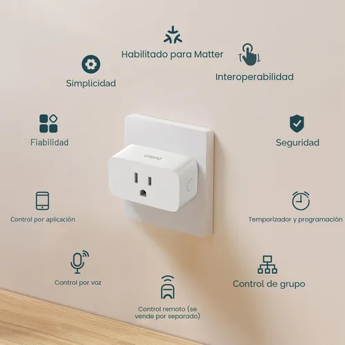 Vista 5 de Linkind Matter Smart Plug, funciona con Apple Home, Siri, Alexa, Google Home, SmartThings, Smart Outlet 15A/1800W Max, automatización del hogar
