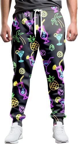 Vista 2 de VVGETE Disfraces de los años 80 para hombre, pantalones deportivos, pantalones casuales para correr con cordón, traje de los años 90 para hombre