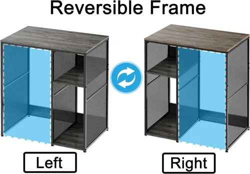 Vista 5 de KirKical - Gabinete de 3 niveles para barra de café con espacio para mini refrigerador, soporte de microondas resistente en color gris rústico