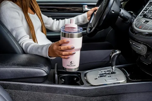 Vista 3 de Pelican Hydration Pelican Traveler™ - Vaso aislado al vacío de 22 onzas, de acero inoxidable, doble pared, con tapa doble, taza de café aislada