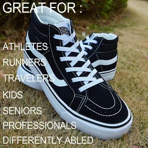 Vista 2 de VEILLEONG 2 pares de cordones elásticos sin corbata, talla única para todos los zapatos de adultos y niños
