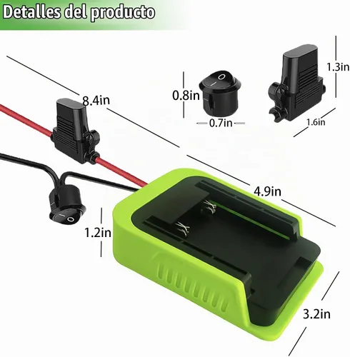 Vista 7 de TPDL Adaptador de bricolaje para rueda eléctrica Ryobi 40 V Base de batería Conector de alimentación Cable Robótica Cable calibre 14, con fusible e