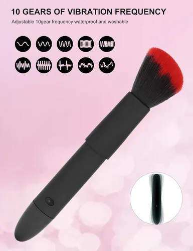 Vista 3 de Cepillo de maquillaje eléctrico, recargable de 10 velocidades, mezcla de cepillo facial vibratorio, contorno, resaltado y acabado de aerógrafo