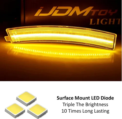 Vista 2 de iJDMTOY Kit de luz de marcador lateral de parachoques delantero ámbar completo con lente semitransparente de 36-SMD LED Compatible con Cadillac 2020