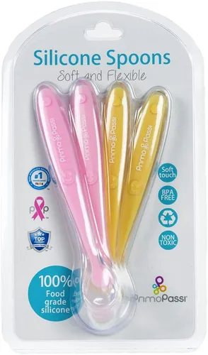Vista 9 de Primo Passi Cucharas de silicona para bebés – Cucharas de entrenamiento de primera etapa de punta suave para bebés y niños pequeños, aptas