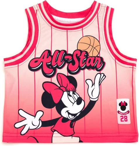 Vista 5 de Disney Minnie Mouse - Conjunto de camiseta sin mangas y pantalones cortos de malla, tallas de bebé a niño grande (12 meses - 10-12)