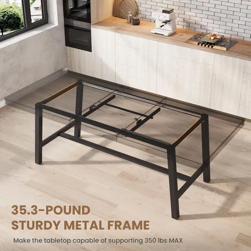 Vista 7 de GarveeHome Mesa de comedor extensible de 63 a 83 pulgadas, mesa de comedor rectangular industrial para 6-8 personas, mesa de cocina expandible