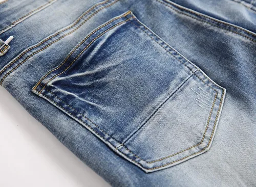 Vista 7 de Liuhond Skinny Slim Fashion - Jeans elásticos de motociclista de Hip Hop con agujeros rectos rasgados.