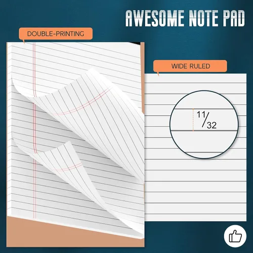 Vista 3 de 3 paquetes de blocs de notas legales blancos de 8.5 x 11 pulgadas, blocs de notas de rayas anchas, blocs de escritura con líneas microperforadas, 30