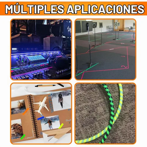 Vista 7 de GEYYANG - Cinta de pinchos, paquete de 6 cintas de colores de 1/2 pulgada x 11 yardas, luz negra reactiva a los rayos UV, cinta fluorescente de neón